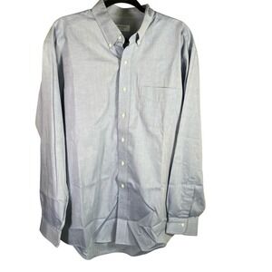 Brooks 346 Mens 17 36 Blue Oxford Button Down Long Sleeve‎ Dress Shirt Non Iron